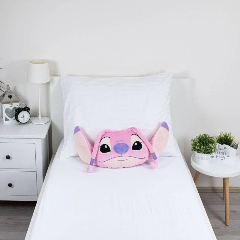 JERRY FABRICS Tvarovaný mikroplyšový polštářek Lilo and Stitch Angel Pink Polyester, 41x31 cm