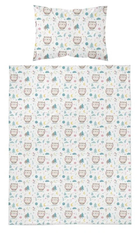 DETEXPOL Bambusové povlečení do postýlky Sovy hnědé  Bavlna, Bambus, 100/135, 40/60 cm