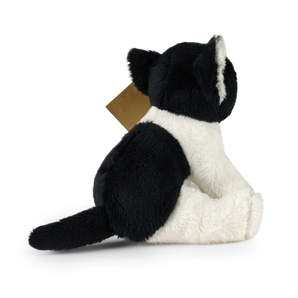 Rappa Plyšová kočka sedící černo-bílá 14 cm ECO-FRIENDLY