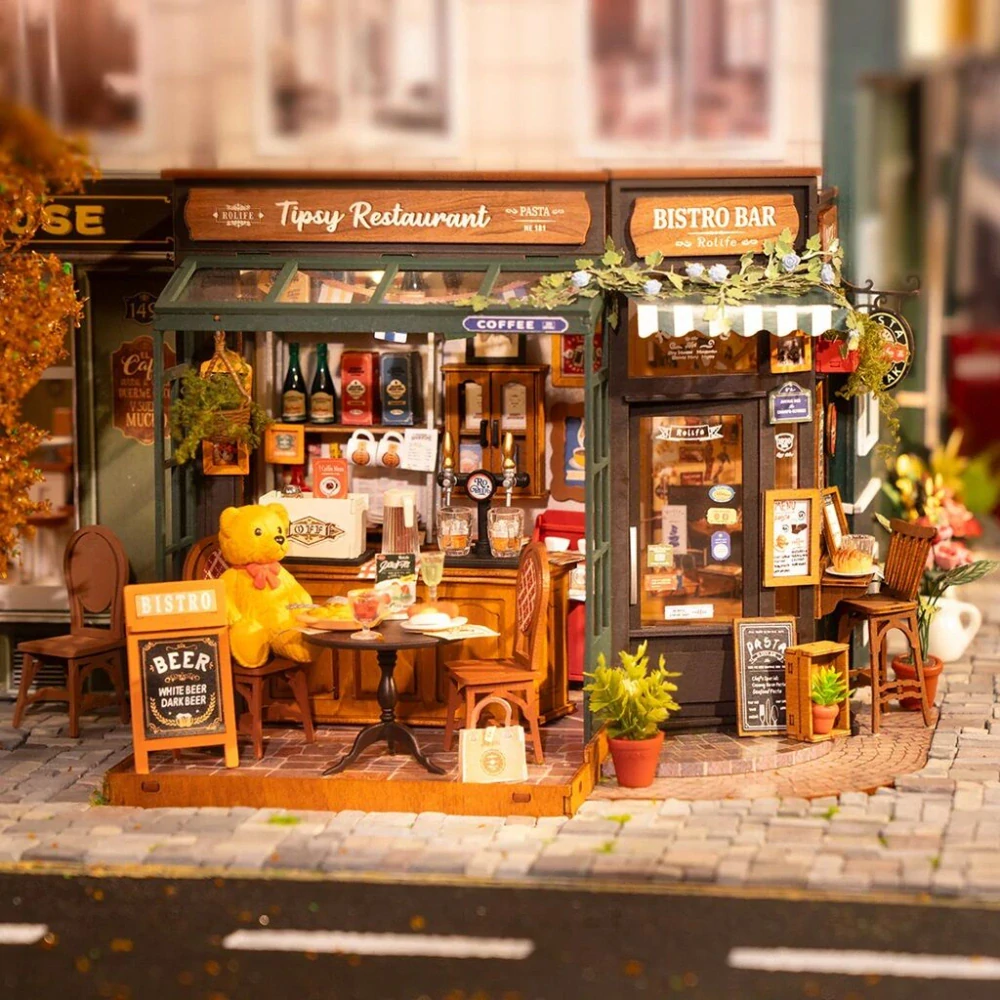 RoboTime 3D dřevěná skládačka Miniatura domečku Útulná restaurace