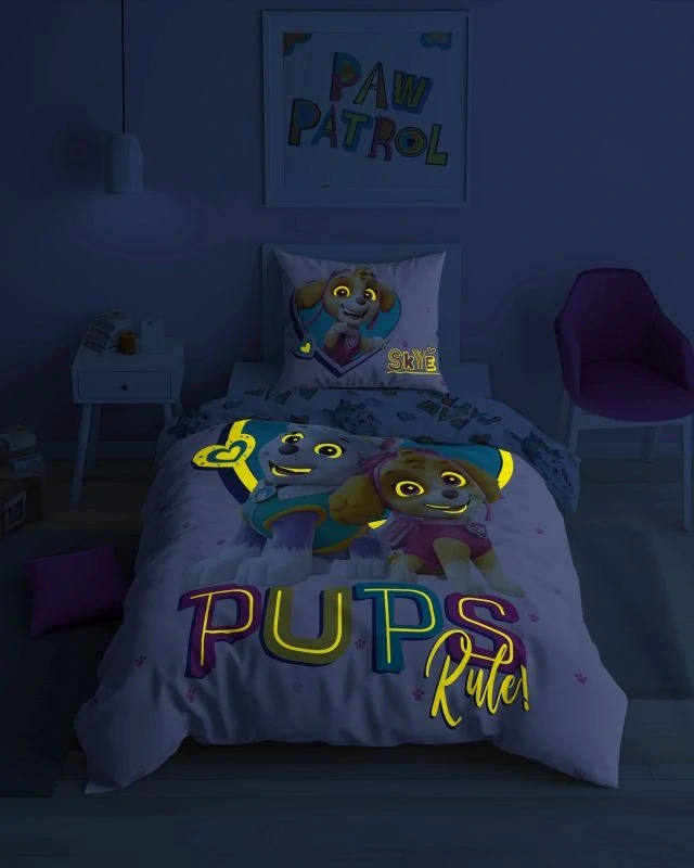 DETEXPOL Povlečení Paw Patrol Pups svítící  Bavlna, 140/200, 70/80 cm