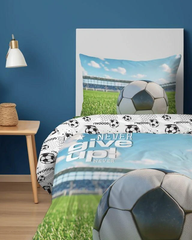 DETEXPOL Povlečení Fotbal Never give up Bavlna, 140/200, 70/80 cm