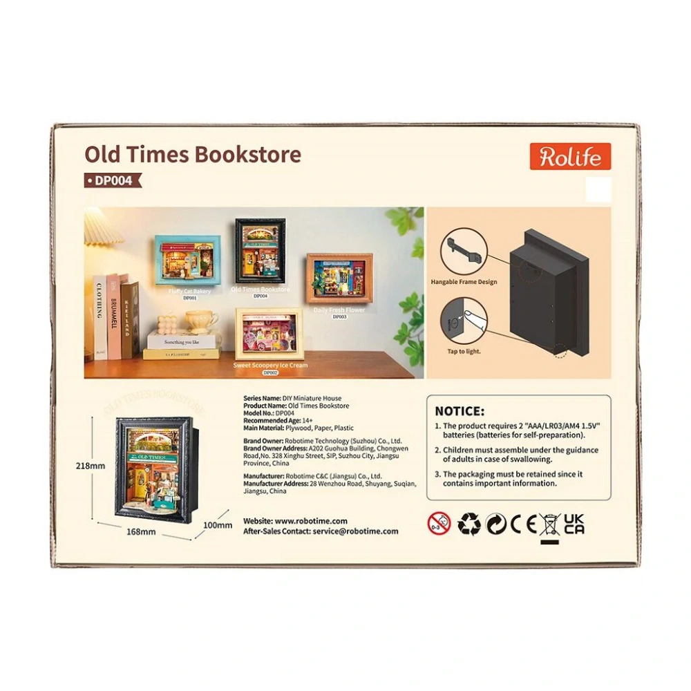 RoboTime 3D dřevěná skládačka v rámečku Knihkupectví Old Times