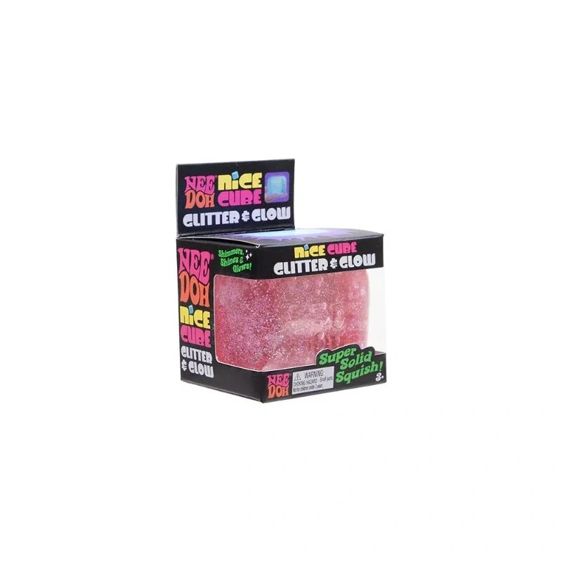 Schylling NeeDoh Nice Cube Glow Třpytivá antistresová kostka svítící ve tmě