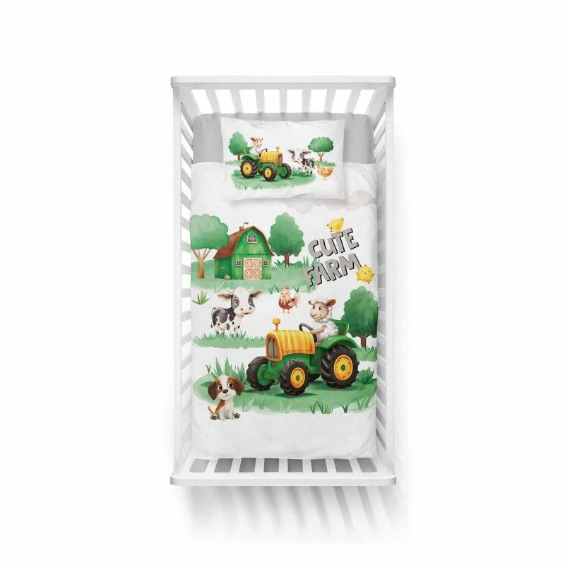 DETEXPOL Povlečení do postýlky Roztomilá Farma B Bavlna, 100/135, 40/60 cm
