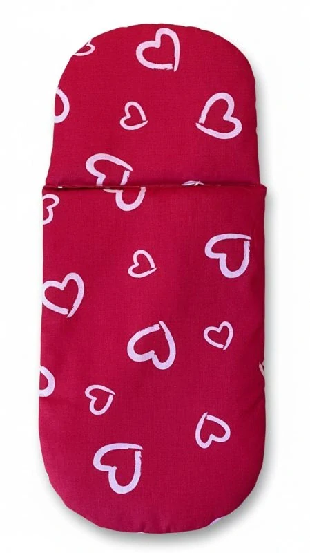 SDS Peřinky do kočárku pro panenky Srdíčka velká červená_Srdíčka malá červená Bavlna, výplň: Polyester, 1x 27x40 cm / 25x20 cm