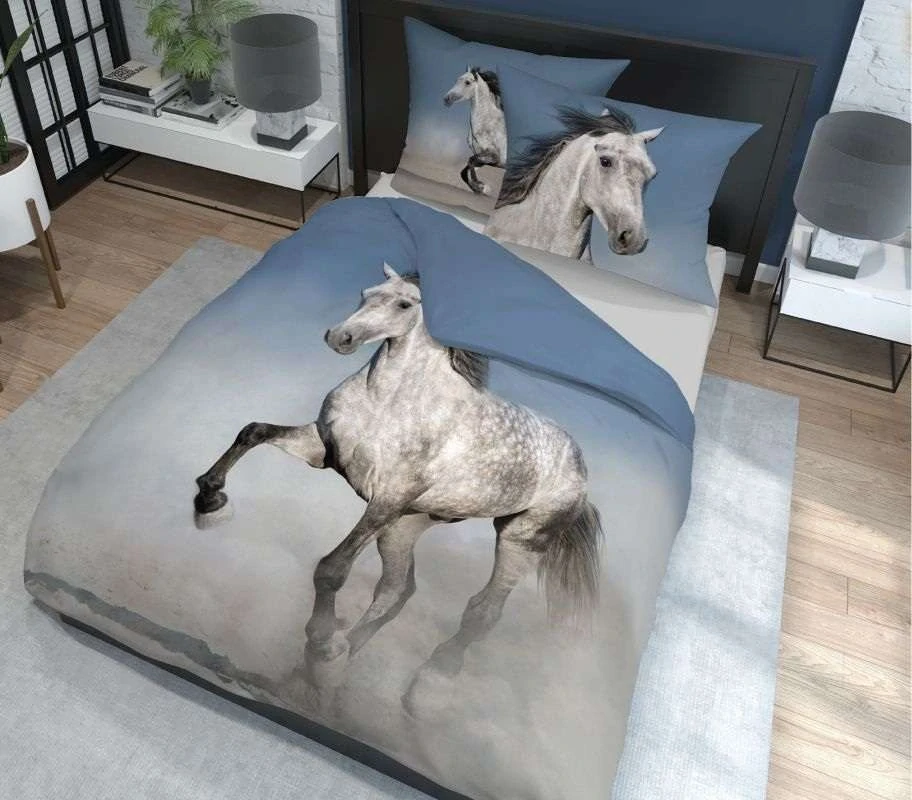 DETEXPOL Francouzské povlečení Kůň grošák Bavlna, 220/200, 2x70/80 cm