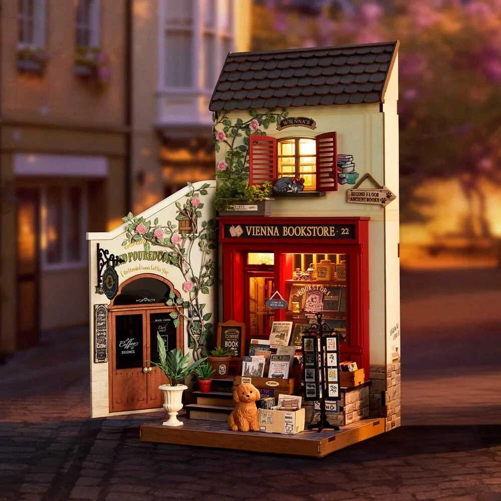 RoboTime 3D dřevěná skládačka Miniatura domečku Vídeňské knihkupectví