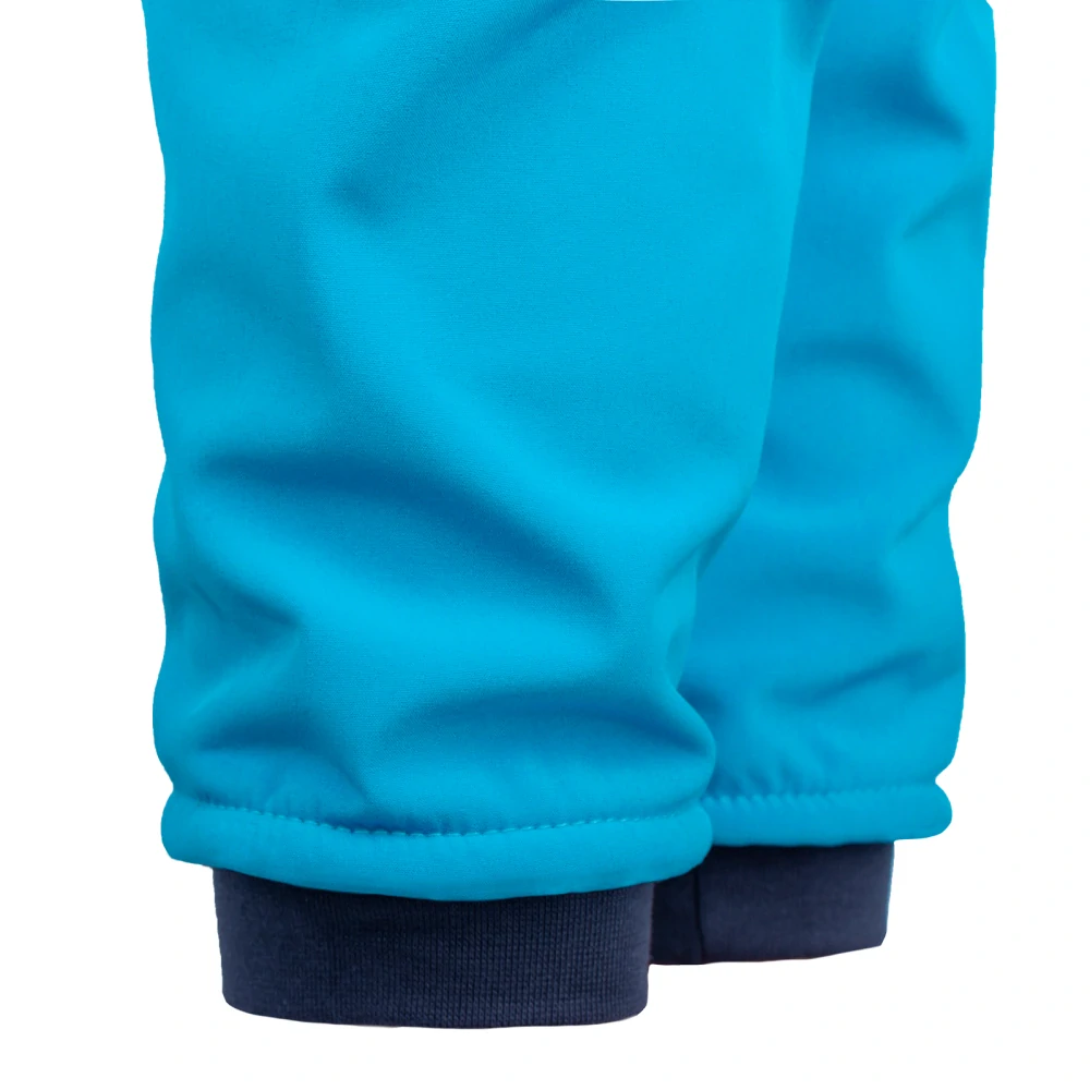 Unuo Batolecí softshellové kalhoty s fleecem Tyrkysová Autíčka 86/92