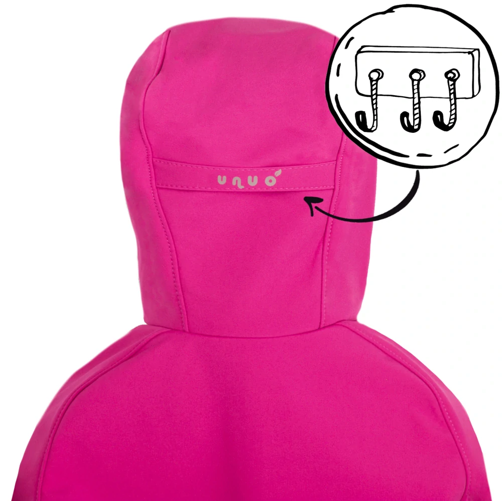 Unuo Dětská softshellová bunda s fleecem Basic Fuchsiová Květinky 104/110