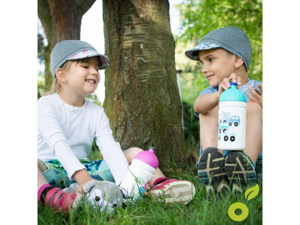 Unuo Funkční čepice s kšiltem a plachetkou UV 50+ Autíčka Šedá XS (42-44 cm)