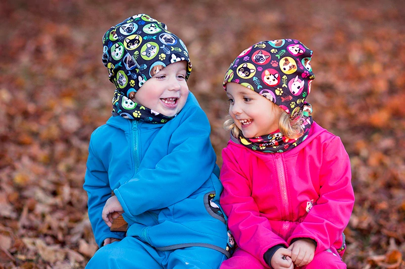 Unuo Dětská čepice fleecová Homeless Kočka pes Holka M (49-52 cm)