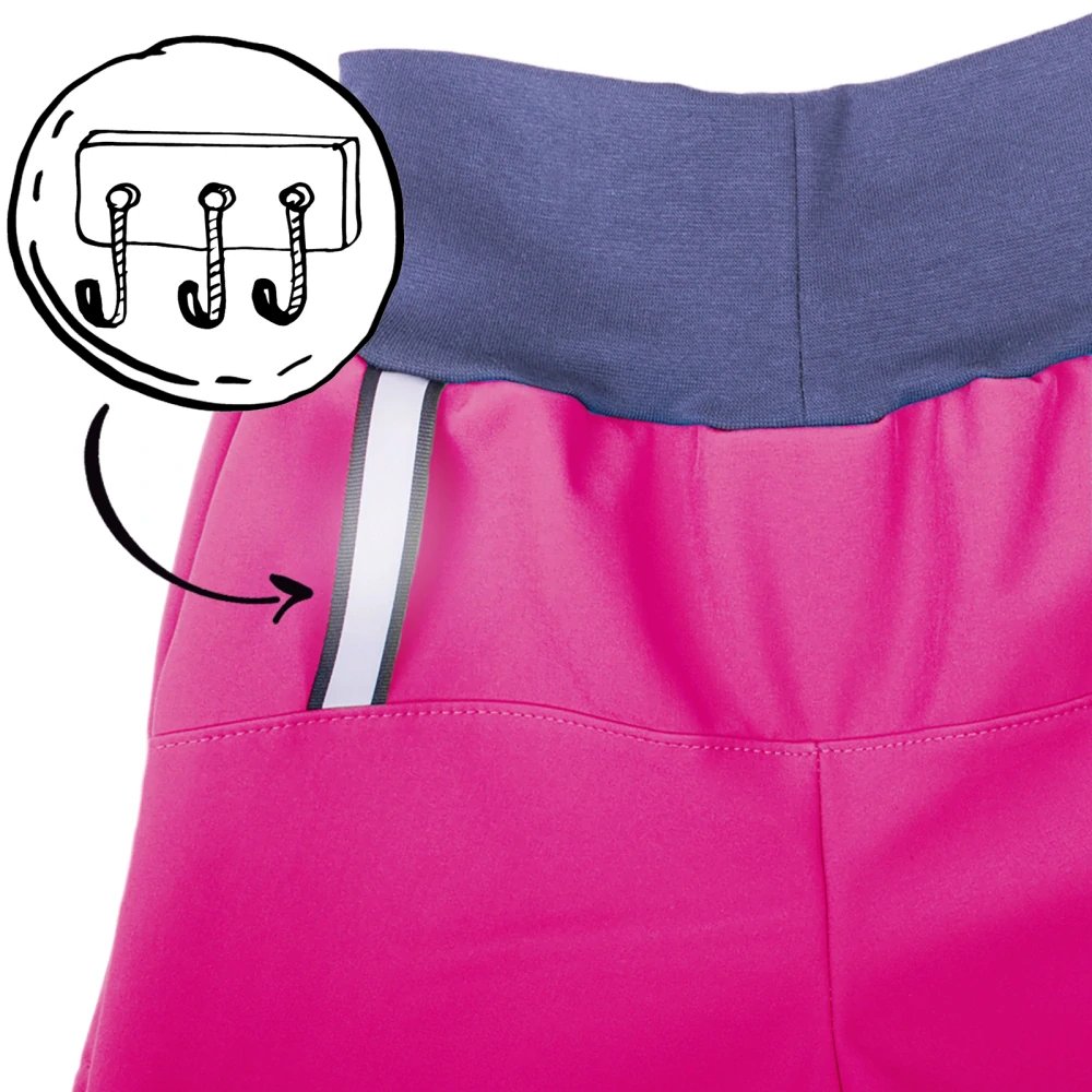 Unuo Dětské softshellové kalhoty s fleecem Basic Fuchsiová 104/110