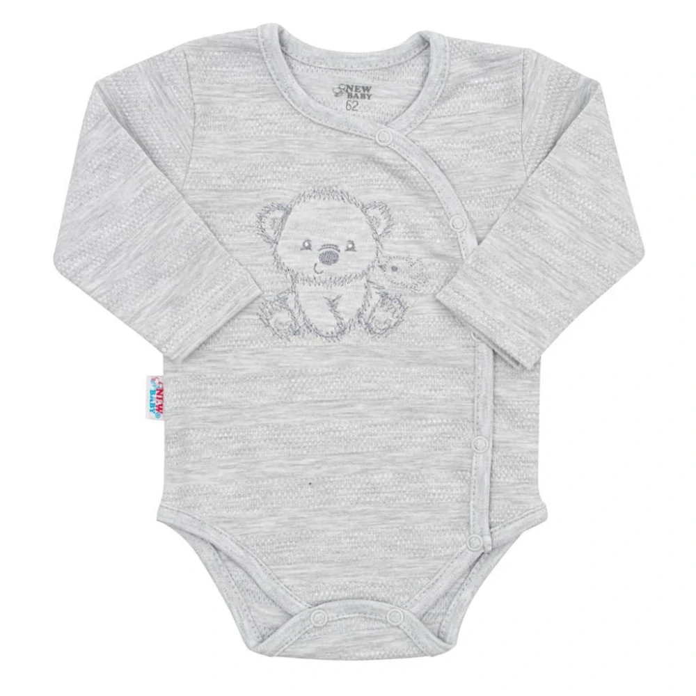 New Baby Kojenecká soupravička do porodnice v krabičce Sweet Bear Šedá, vel.56