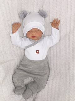 Z&Z 5-dílná kojenecká soupravička Pletená do porodnice Šedá/bílá,  vel.62