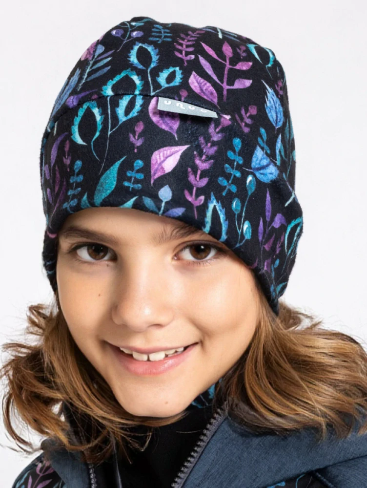 Unuo Dětská čepice fleecová Sport Lístečky S (45-48 cm)