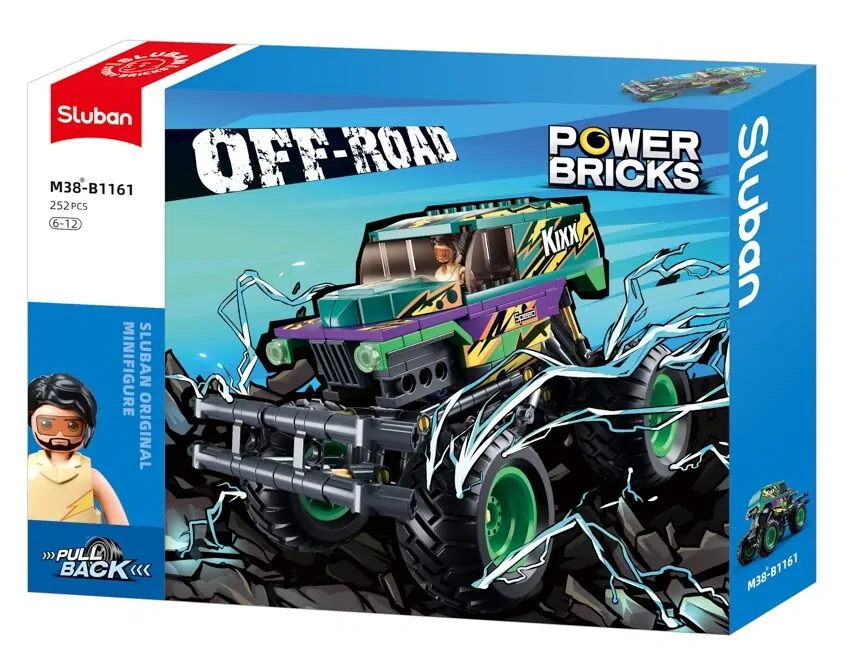Sluban Power Bricks M38-B1161 Natahovací auto Bigfoot Green-Purple Speed ​​​​Kixx