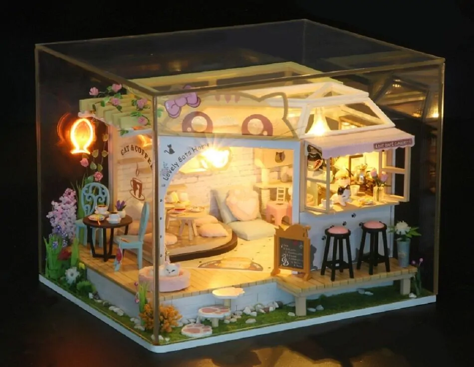 2Kids Toys miniatura domečku Kočičí kavárna se zahrádkou