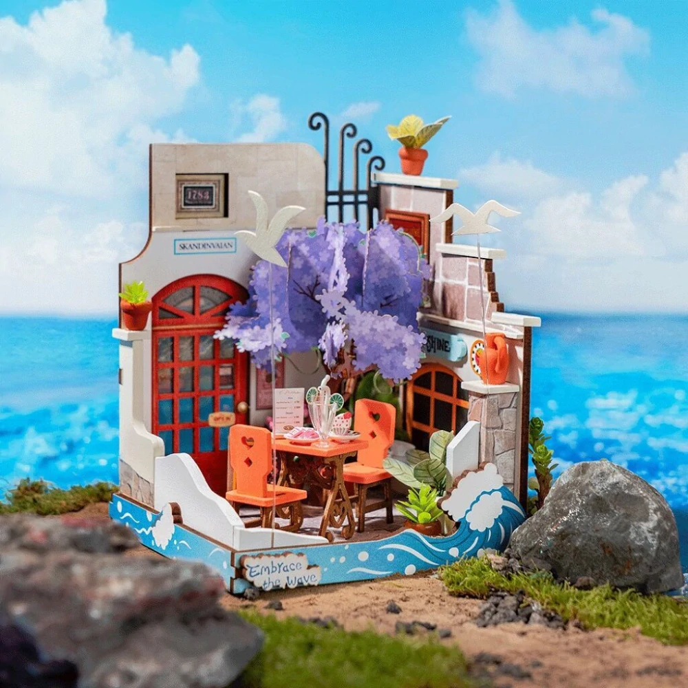 RoboTime 3D dřevěná skládačka Miniatura domečku Restaurace Sea Holiday