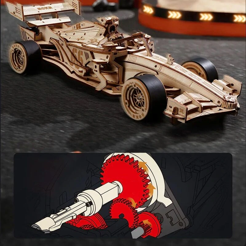 RoboTime 3D dřevěná skládačka Závodní auto F1