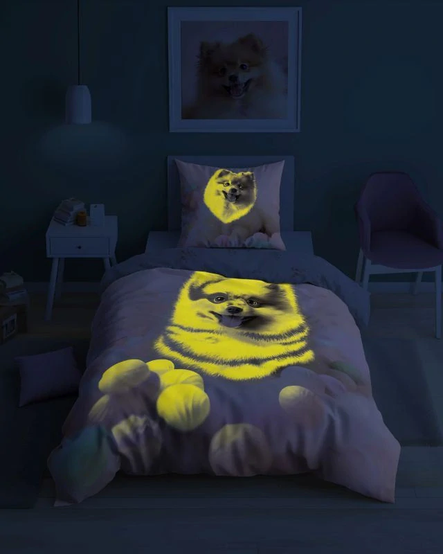 DETEXPOL Povlečení Pejsek Pomeranian svítící  Bavlna, 140/200, 70/80 cm