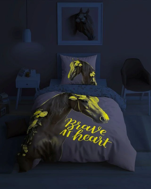 DETEXPOL Povlečení Kůň romantic heart svítící Bavlna, 140/200, 70/80 cm