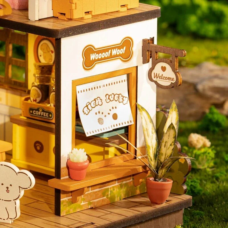 RoboTime 3D dřevěná skládačka Miniatura domečku Domeček pro štěňátka