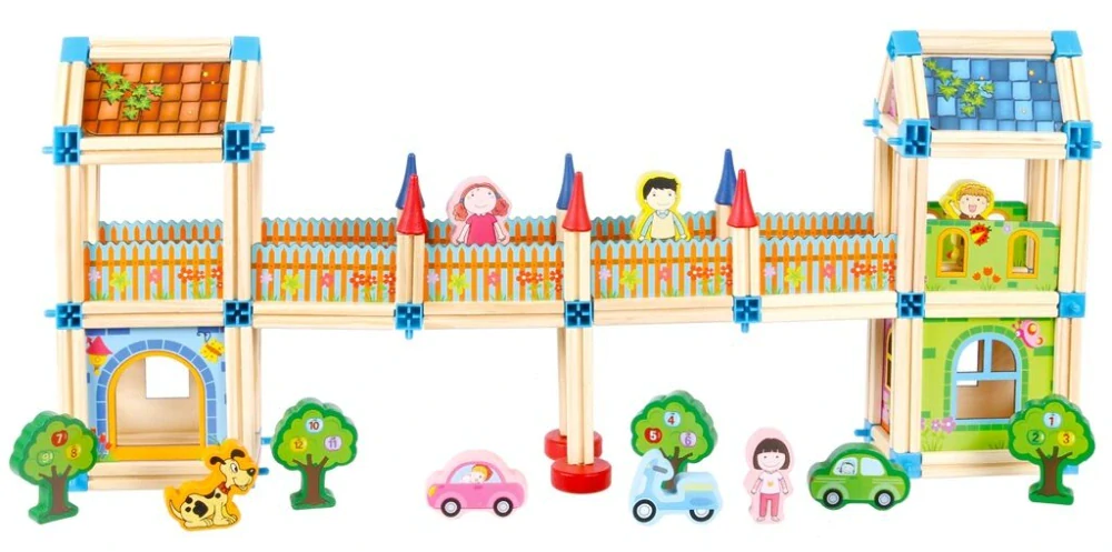 2Kids Toys Dřevěná stavebnice Zámek barevný
