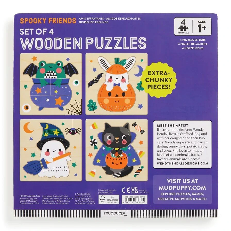 Mudpuppy Dřevěné puzzle sada 4 puzzle Halloween
