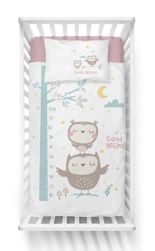 DETEXPOL Bambusové povlečení do postýlky Sovy hnědé  Bavlna, Bambus, 100/135, 40/60 cm