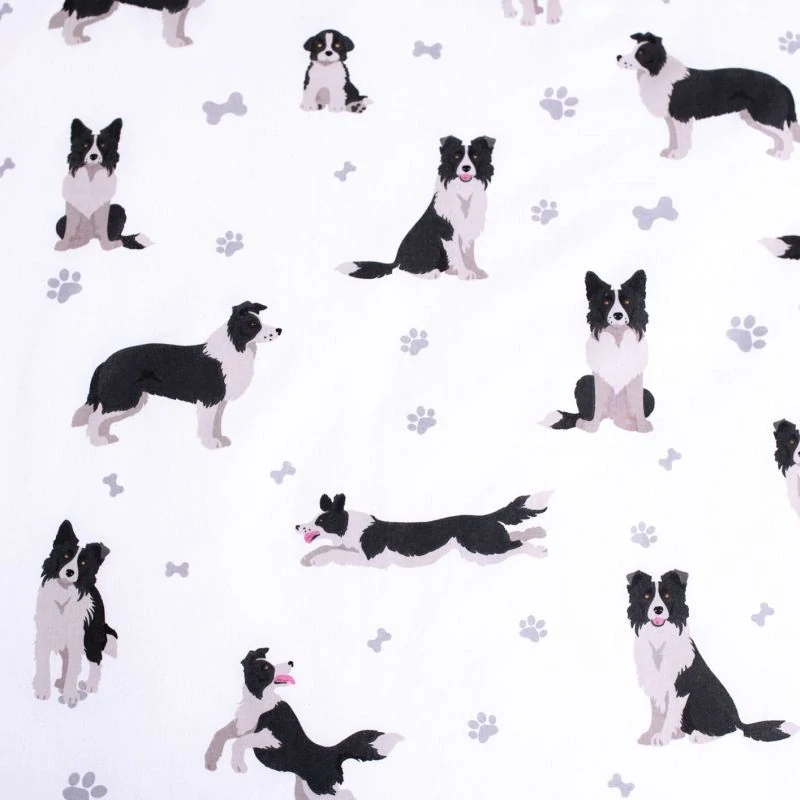 JERRY FABRICS Povlečení Border kolie Bavlna, 140/200, 70/90 cm