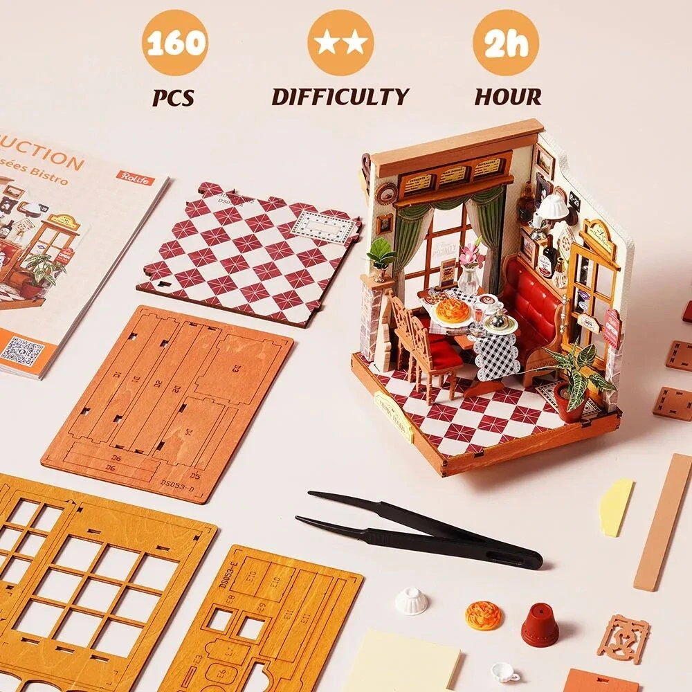 RoboTime 3D dřevěná skládačka Miniatura domečku Bistro na Champs-Élysées