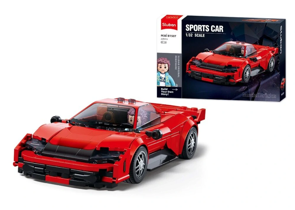 Sluban Model Bricks M38-B1507 Sportovní vůz červený v měřítku 1:32