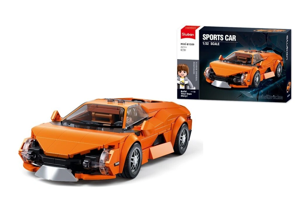 Sluban Model Bricks M38-B1509 Sportovní vůz oranžový v měřítku 1:32