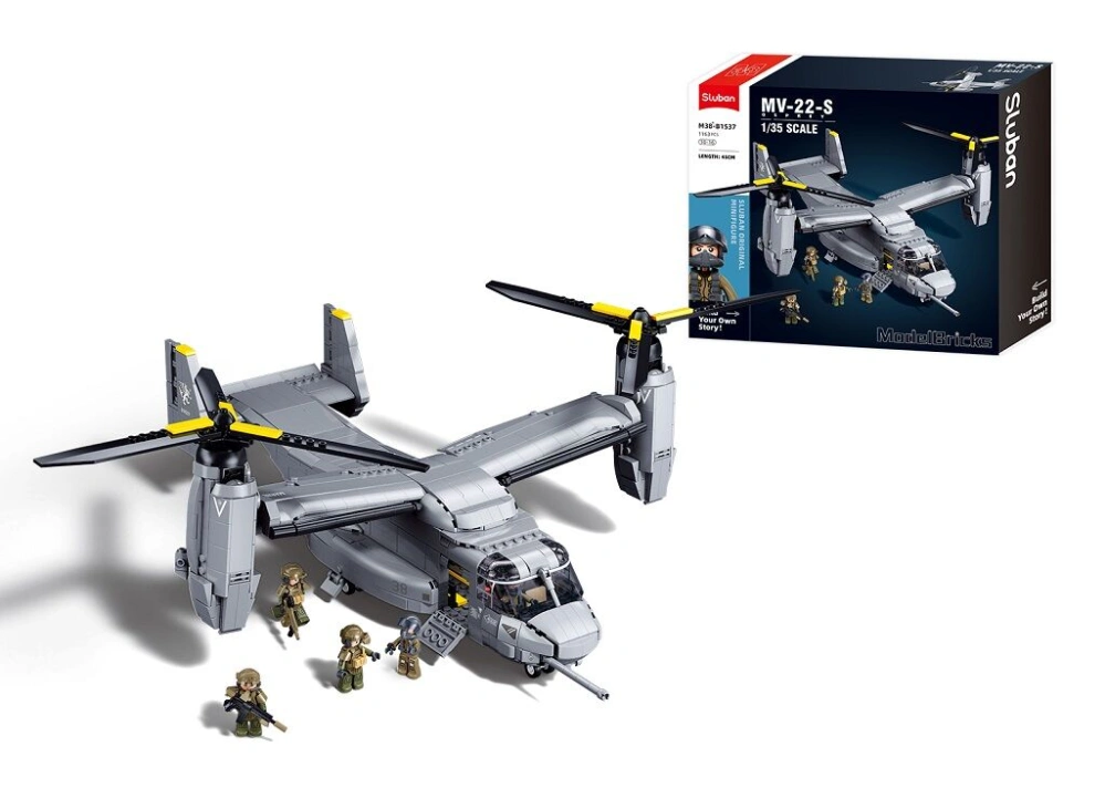 Sluban Model Bricks M38-B1537 Transportní letoun MV-22-S Osprey v měřítku 1:44