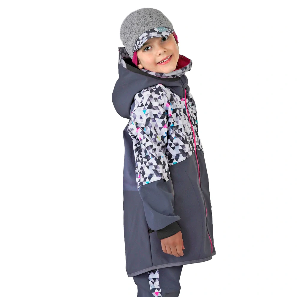 Unuo Dětská softshellová bunda s fleecem Street Tm. šedá Metricon Holka 146/152