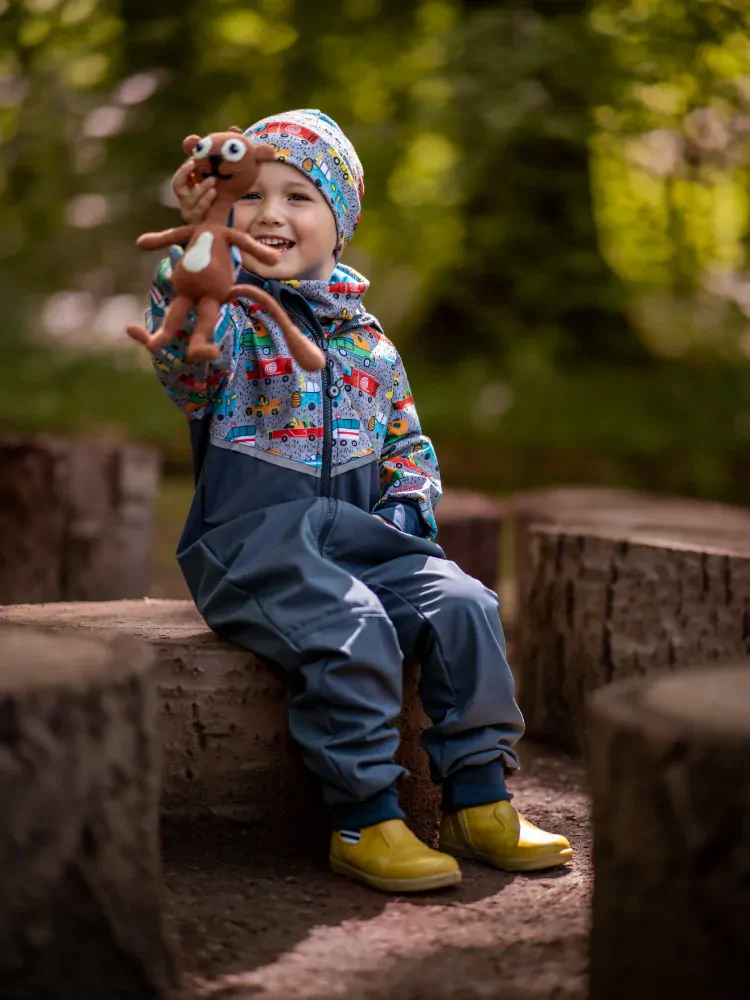 Unuo Batolecí softshellová kombinéza s fleecem Mini Tm.šedá ZOO na výletě 98/104