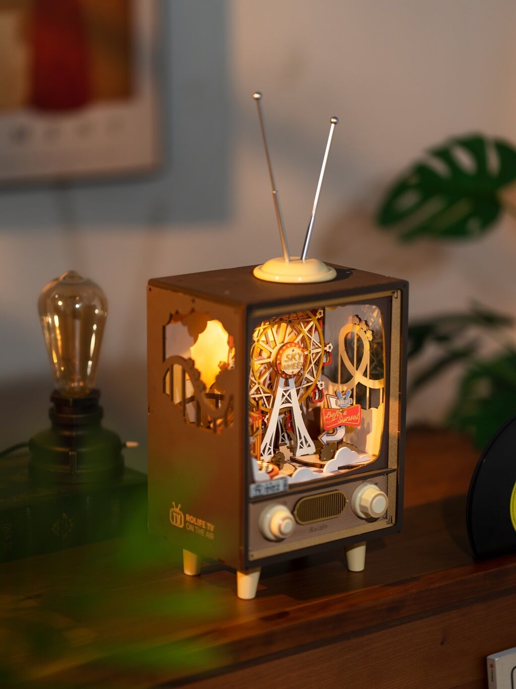 RoboTime 3D dřevěná skládačka hrací skříňky Karneval při západu slunce