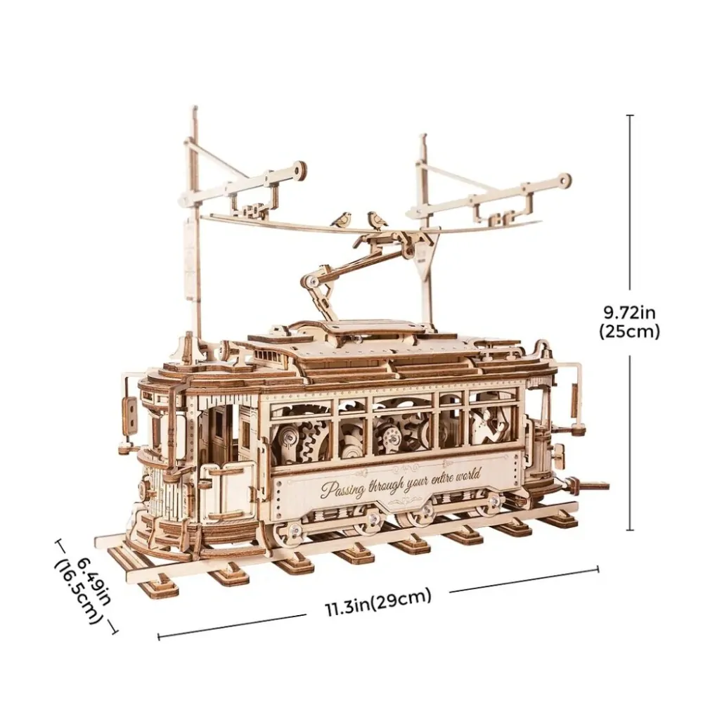 RoboTime 3D dřevěná mechanická skládačka Tramvaj