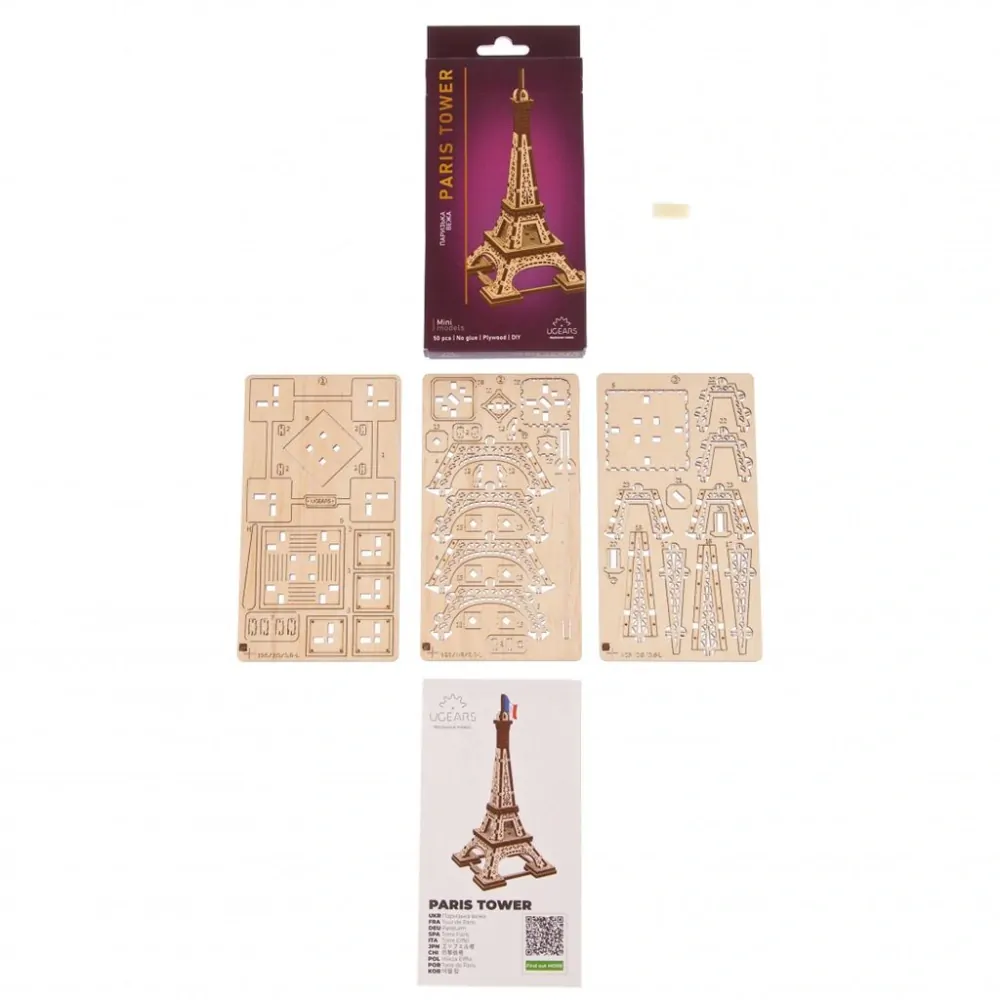 Ugears 3D dřevěné mechanické puzzle Eiffelova věž