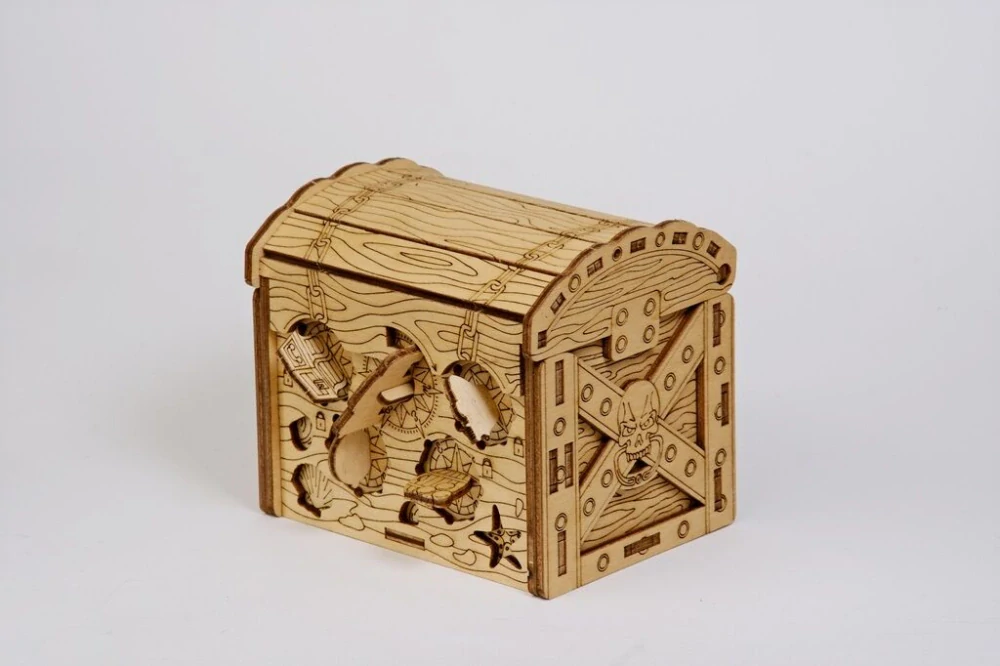 EscapeWelt Dřevěný hlavolam Pirátská truhla přírodní