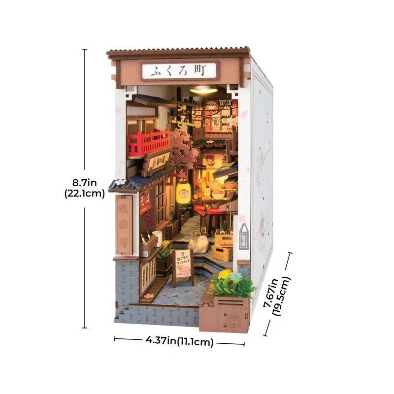 RoboTime 3D skládačka Zarážka na knihy Miniatura domečku Sakurová ulička s vínem
