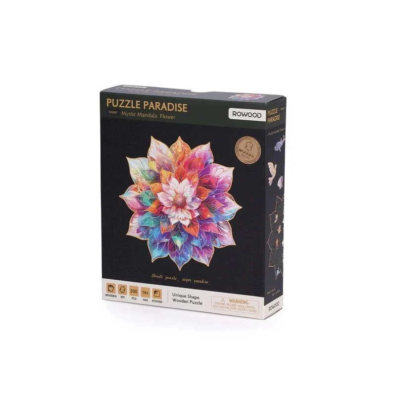 RoboTime Dřevěné puzzle Květinová mandala