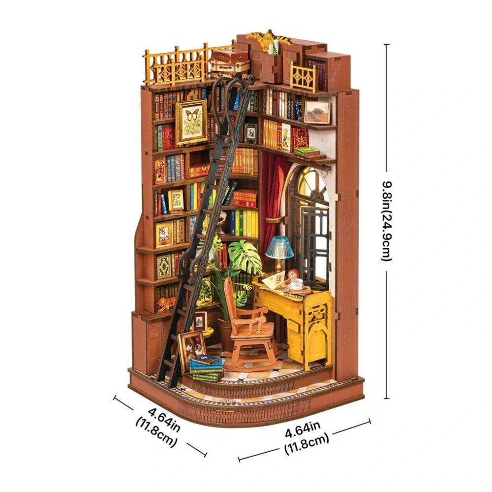 RoboTime 3D skládačka Zarážka na knihy Miniatura domečku Tichý studijní koutek