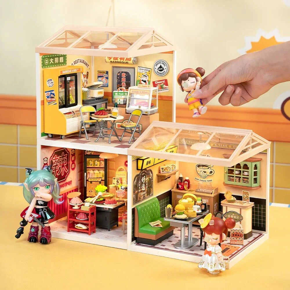 RoboTime 3D dřevěná skládačka Miniatura domečku Rychlé občerstvení