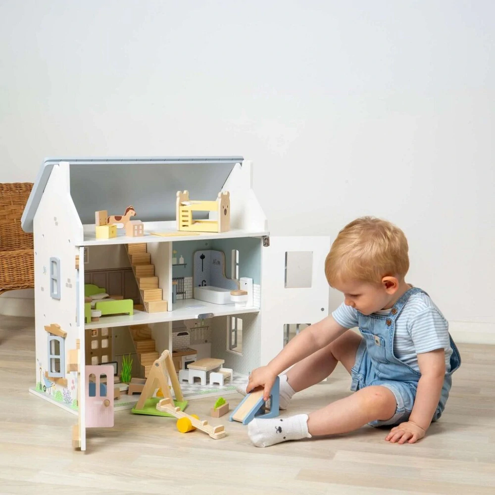 Bigjigs Toys Dřevěný nábytek do domečku pro panenky Dětský pokoj
