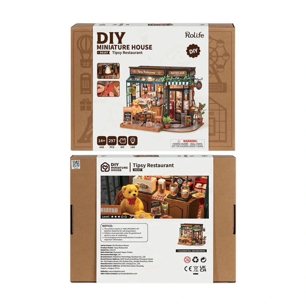 RoboTime 3D dřevěná skládačka Miniatura domečku Útulná restaurace