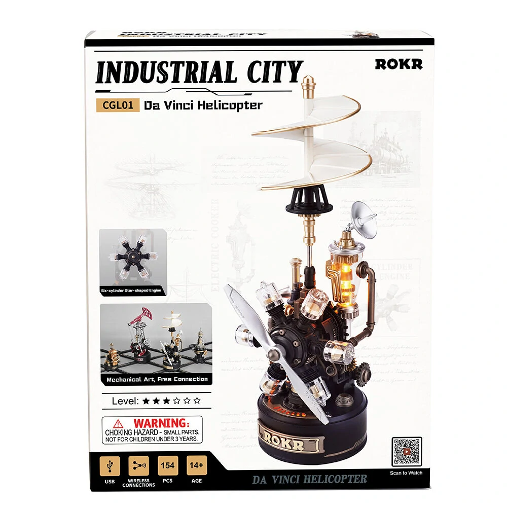 RoboTime 3D mechanická skládačka Da Vinciho vrtulník