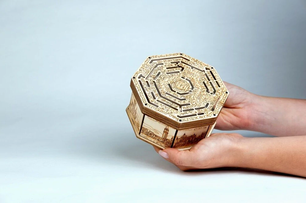 EscapeWelt 3D dřevěná skládačka hlavolamu Secret Maze Box