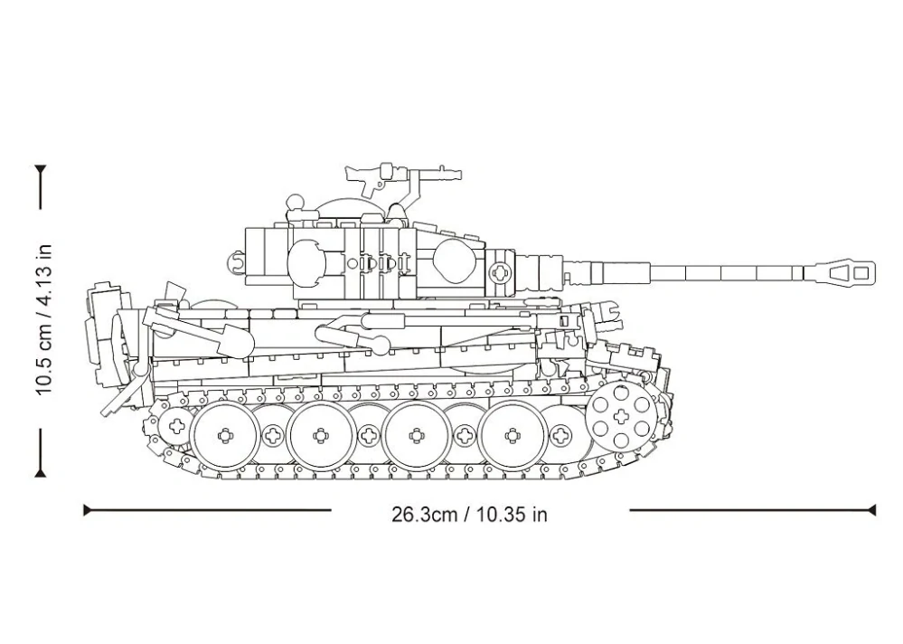 Sluban Model Bricks M38-B1533 Těžký tank Tiger E-S 1944 v měřítku 1:35